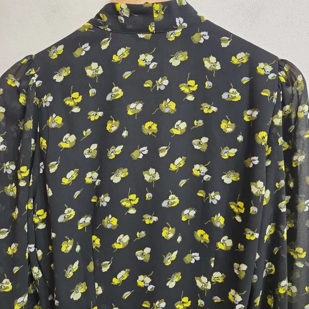 Banana Republic Womens Cottage Whimsigoth Floral Puff Sleeve Wrap Peplum Top S
